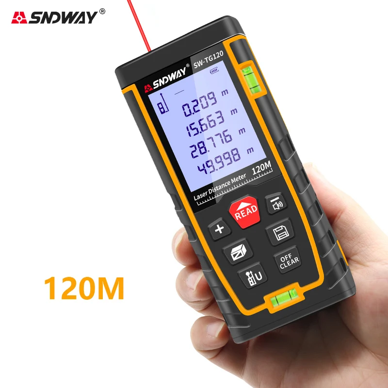 Sndway Laser Distance Meter 40m 60m 80m 100m 120m Telêmetro Trena Fita Métrica Laser Construir Dispositivo Régua Teste Ferramenta