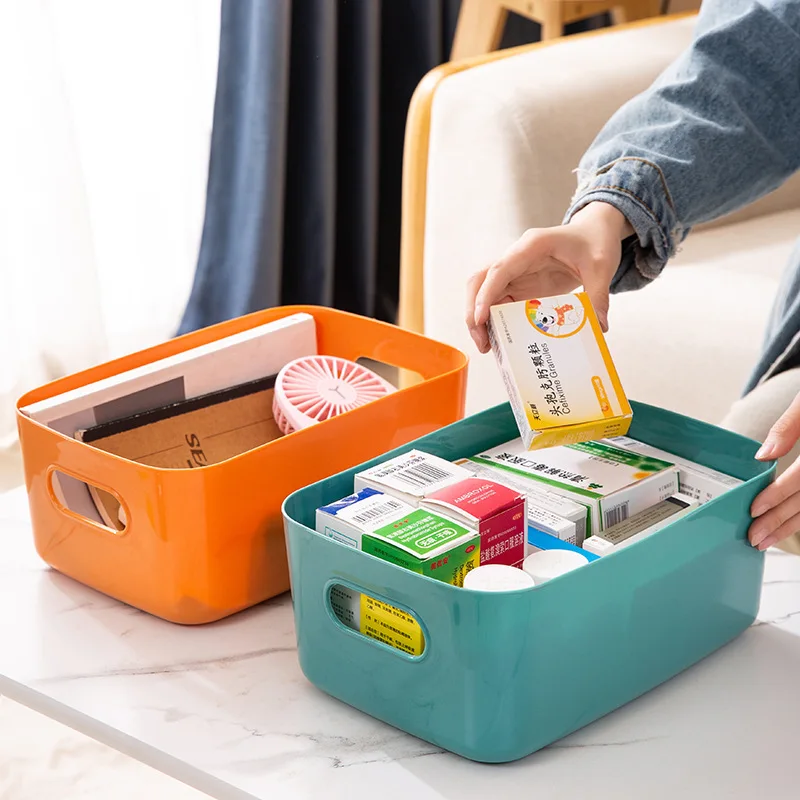 Cesta de almacenamiento de escritorio para el hogar, oficina, cocina, dormitorio, caja de cosméticos multifunción, bolsa de acabado de plástico, 1 piezas