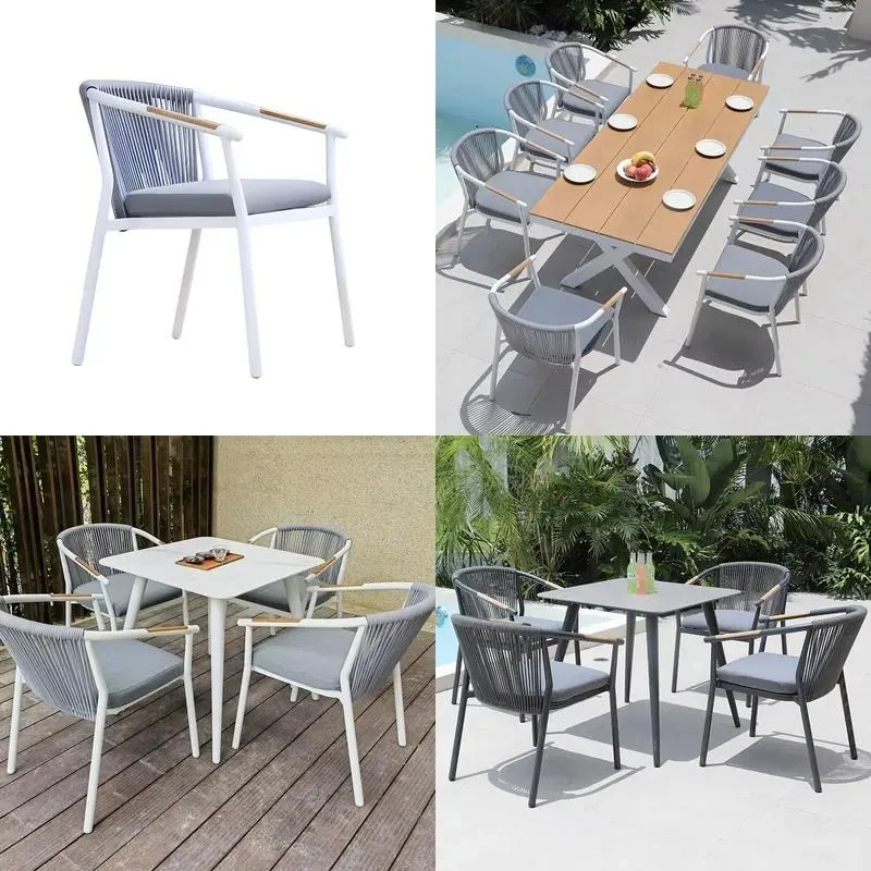 Outdoor Wrought Iron Dining Table and Chair Set Waterproof Sunscreen Movable Simple Modern Style for Courtyard Terrace Garden