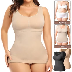 MISSMOLY Plus Size Women Shapewear Built in Bra Camisole Tank Tops Tummy Control Corset Slimming Belly Compression Undershirt