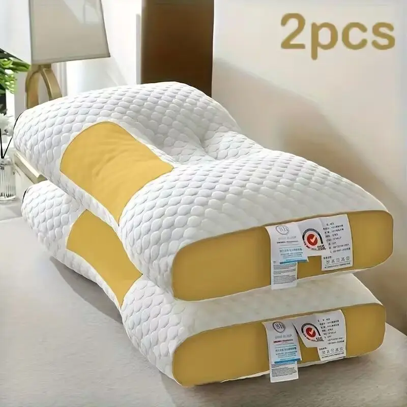 

Комплект из 2 3D вязаных хлопковых массажных подушек YBZ — мягкая, дышащая поддержка шеи и спины, идеально подходит для дома, офиса и путешествий