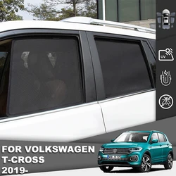 For Volkswagen VW T-CROSS 2018-2024 Magnetic Car Sunshade Visor Front Windshield Curtain Rear Side Baby Window Mesh Sun Shade
