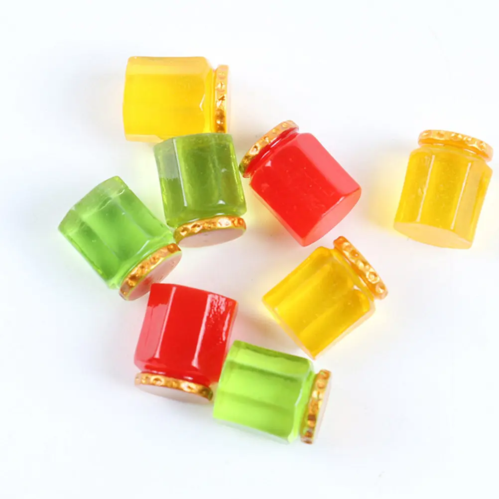 

30Pcs Resin Mini Jam Jar Ornament Exquisite Bright Color Dollhouse Accessory Micro Landscape Decor Miniature Candy Jar Craft