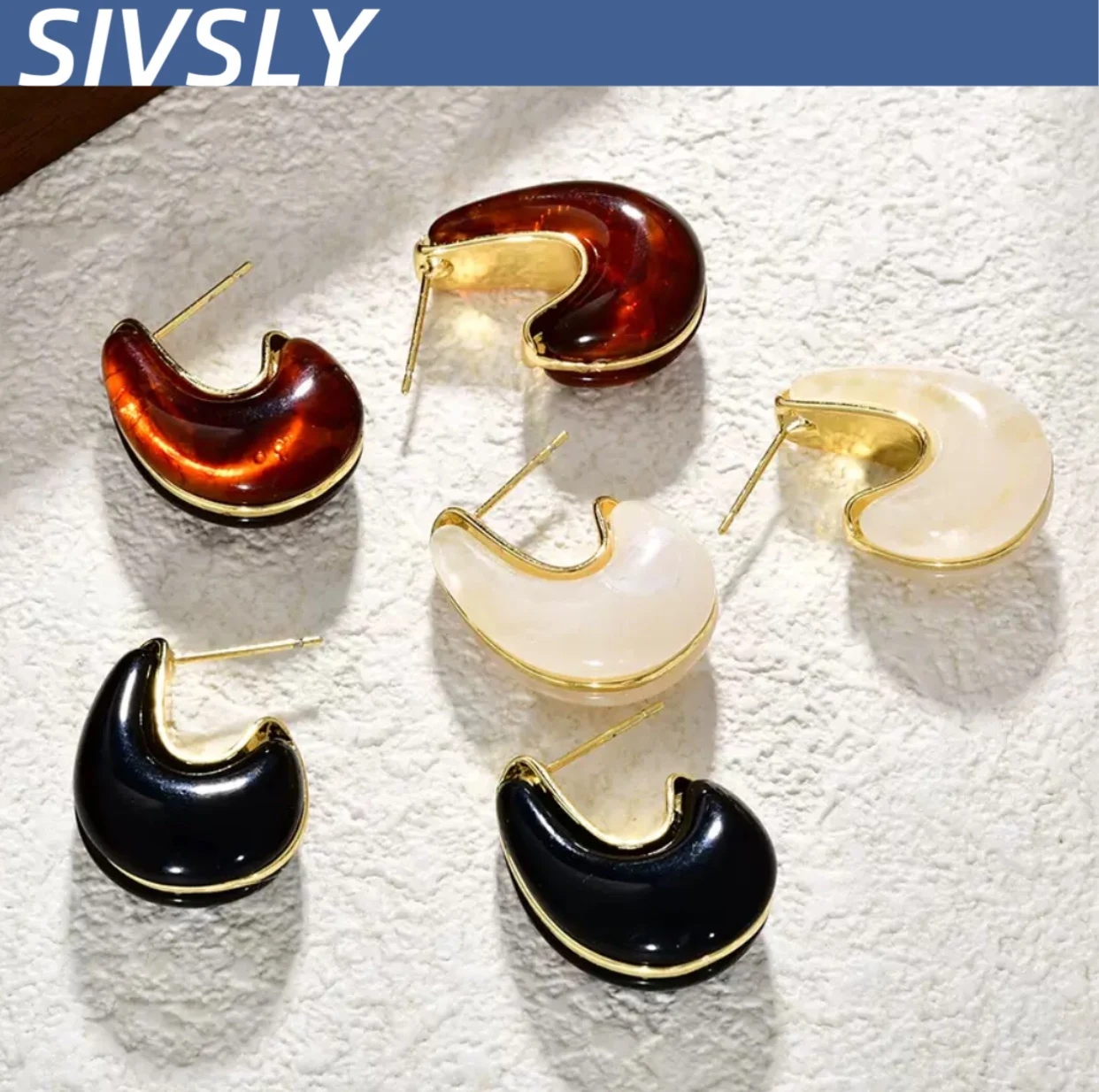 

[Taste] Maillard autumn and winter retro new style brown irregular resin earring luxurious taste fashionable trend earring
