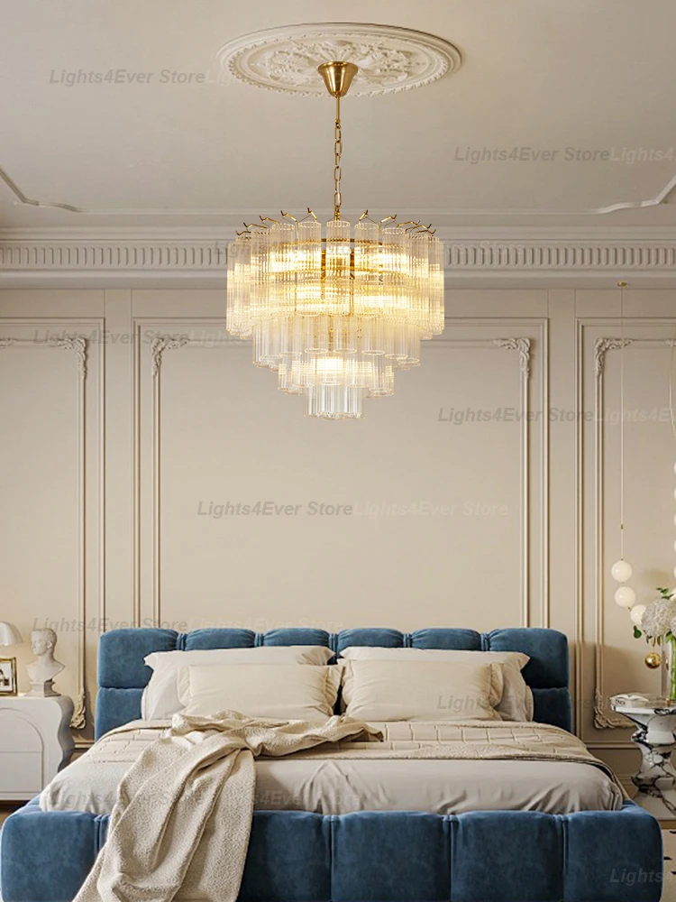 Modern Minimalist Texture Glass Chandeliers Art Deco Style Creative LED Dimmable Lamps Suspension Lampen For Living Room Dining