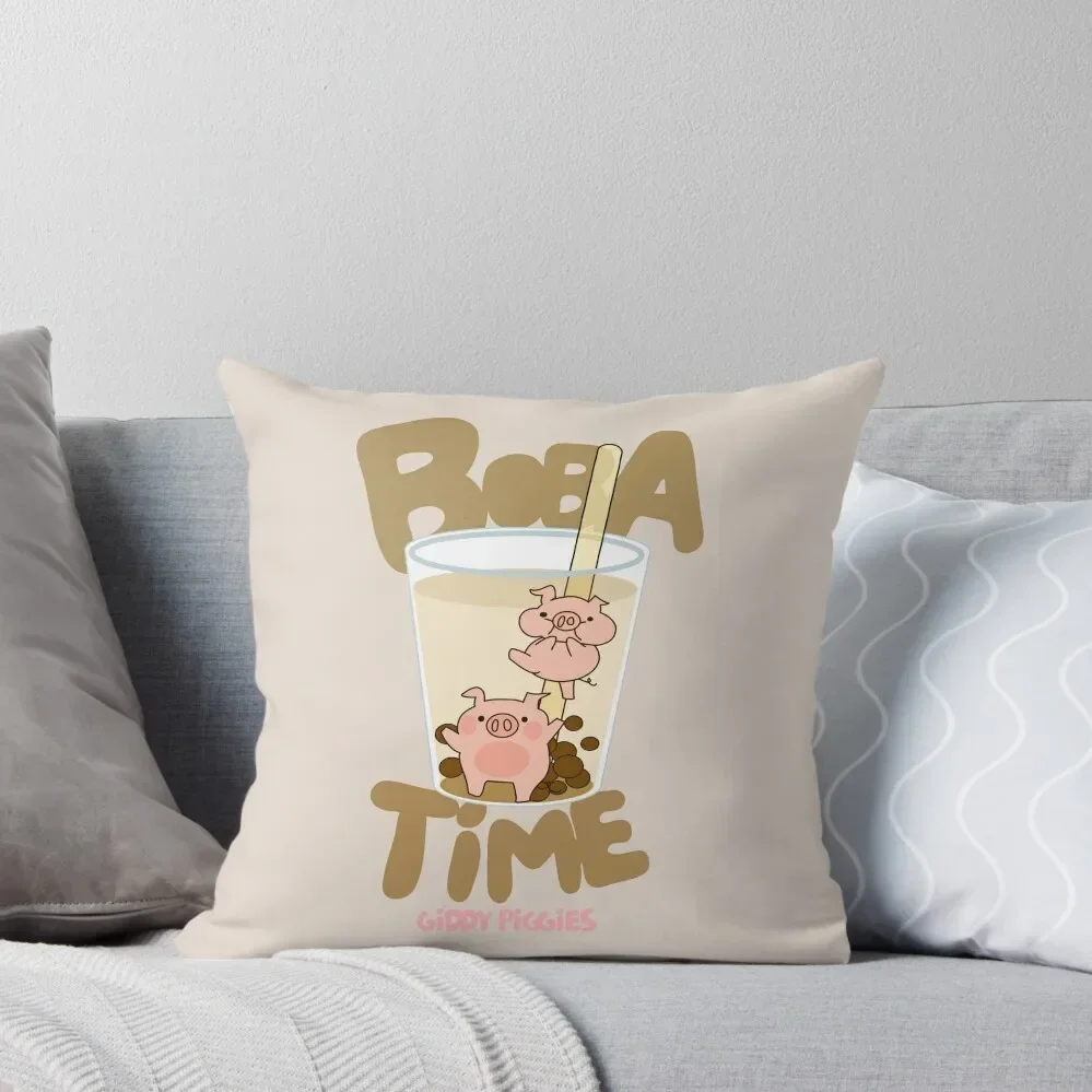 Giddy Piggies Boba Time Throw Pillow Decorative Cushions For Luxury Sofa luxury decor Christmas Pillow pillow