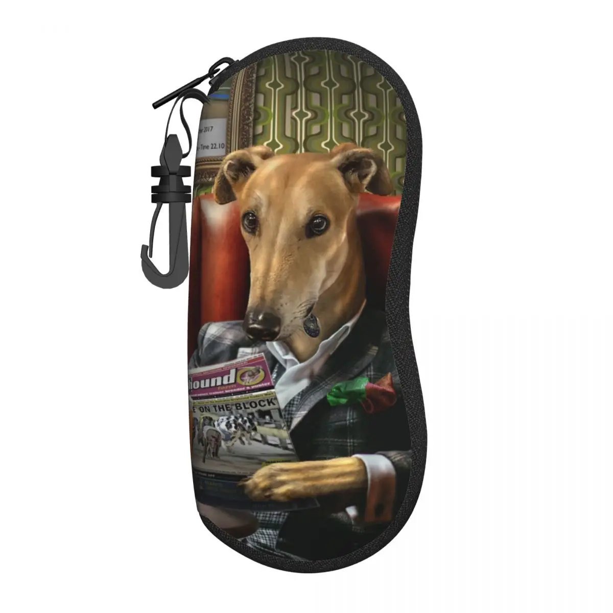 Custom Greyhound Dog Portrait Eyeglass Glasses Case Women Men Soft Whippet Sighthound Lover Sunglasses Protective Pouch