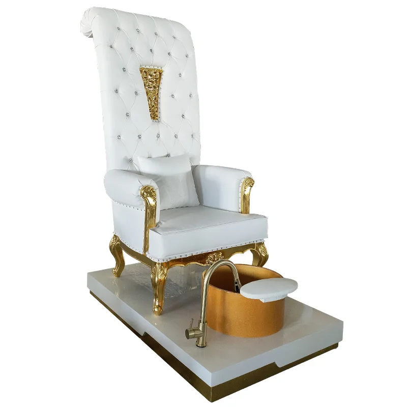 Luxury Tufted หนังกลับสปาเท้าเล็บเก้าอี้คลาสสิก King บัลลังก์ Pedicure เก้าอี้อ่างล้างหน้าสําหรับ Salon