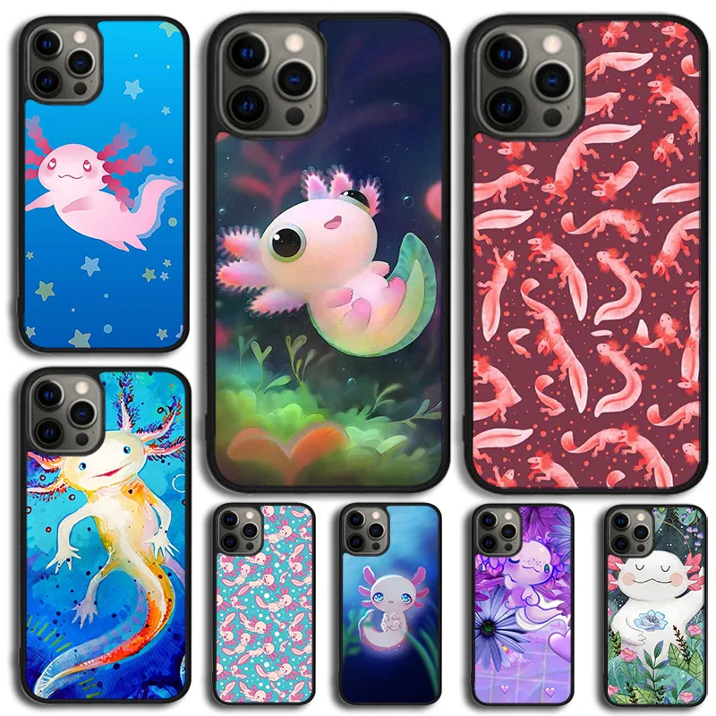 Cute Animal Axolotl Phone Case For iPhone 16 15 14 13 12 Mini 11 Pro Max Plus X XS Max XR Cover Shell coque