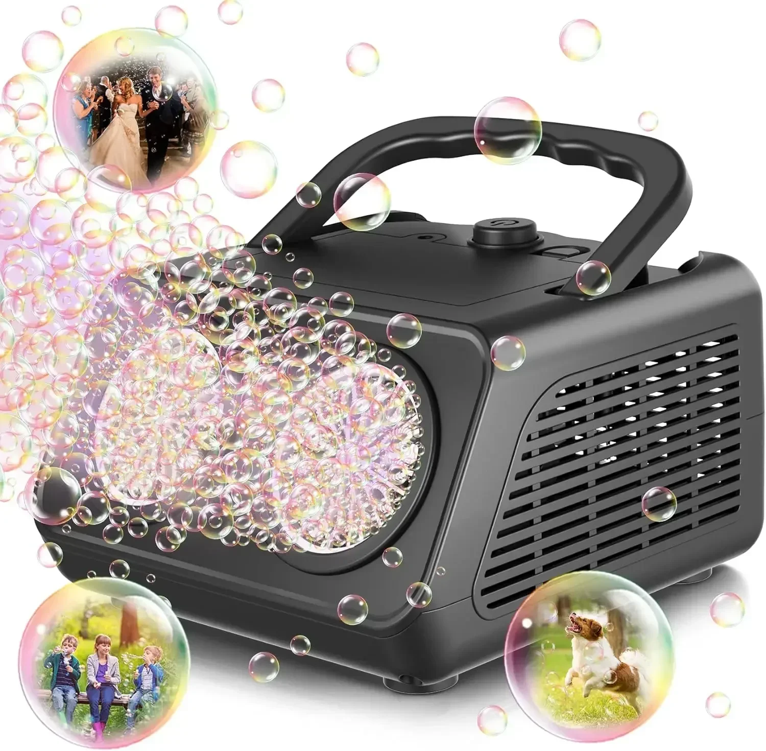 Upgrade Automatic Bubble Machine with 2 Fans 50000+ Bubbles Per Minute Bubbles for Kids Portable Bubble Maker(No bubble water）