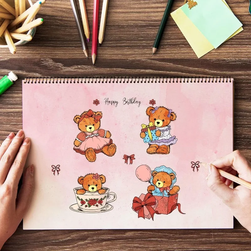 1 pc Teddy Bear Clear Stamp Birthday Transparent Silicone Stamp Teacup Rubber Stamp for Scrapbook Journal Card Making