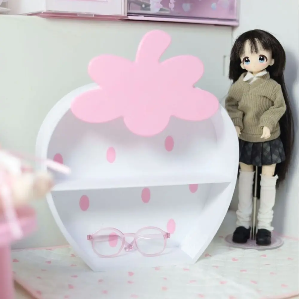 Double-layer Strawberry Storage Cabinet Educational Stationery Desktop Organizer Rack Cute Pink Table Storage Supplies