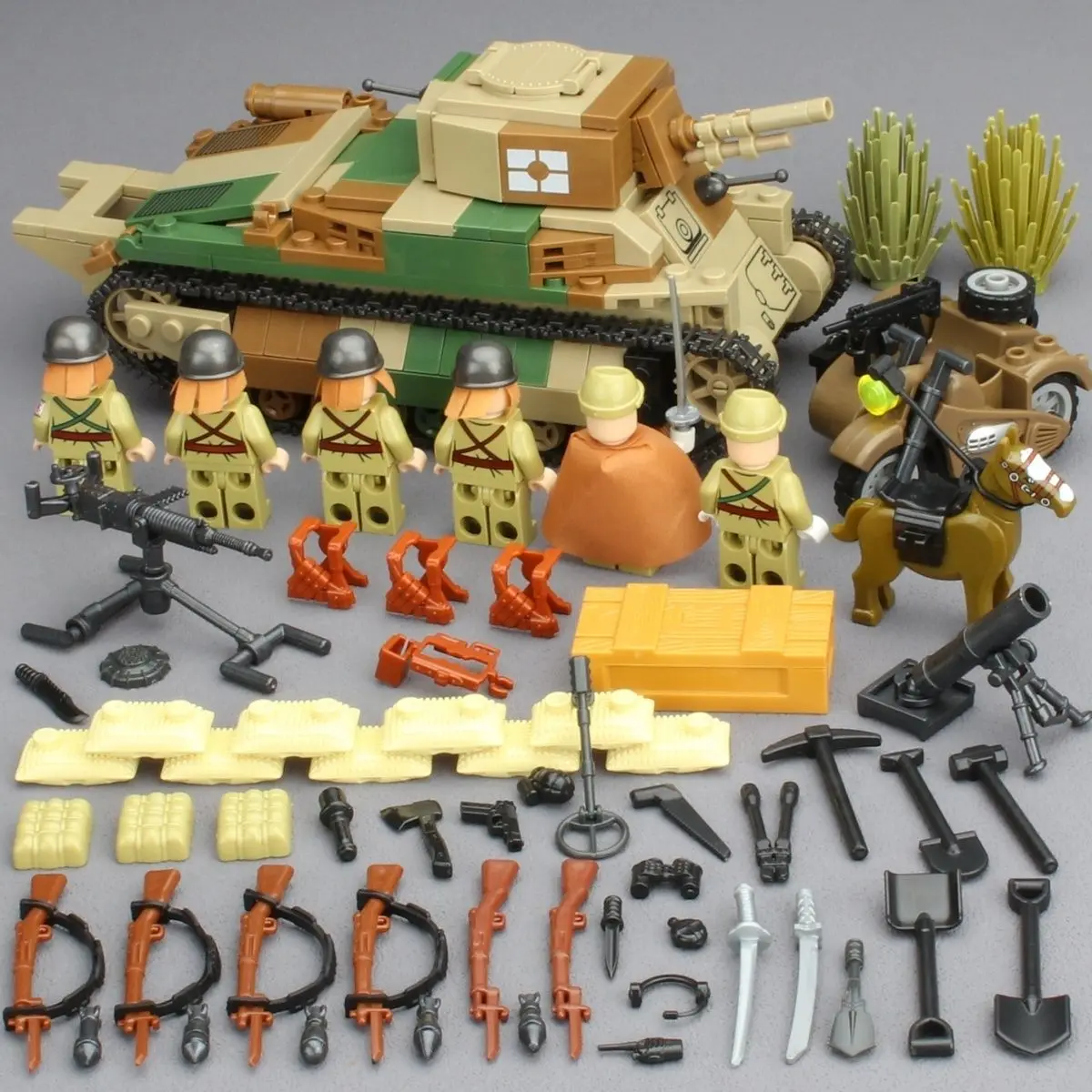 WOII Soldaat Japans Leger Militaire Wapens Speelgoedmodel WO2 M25 Zwaar Gepantserd Voertuig Rupsvoertuig Strijd Tank Bouwstenen Speelgoed