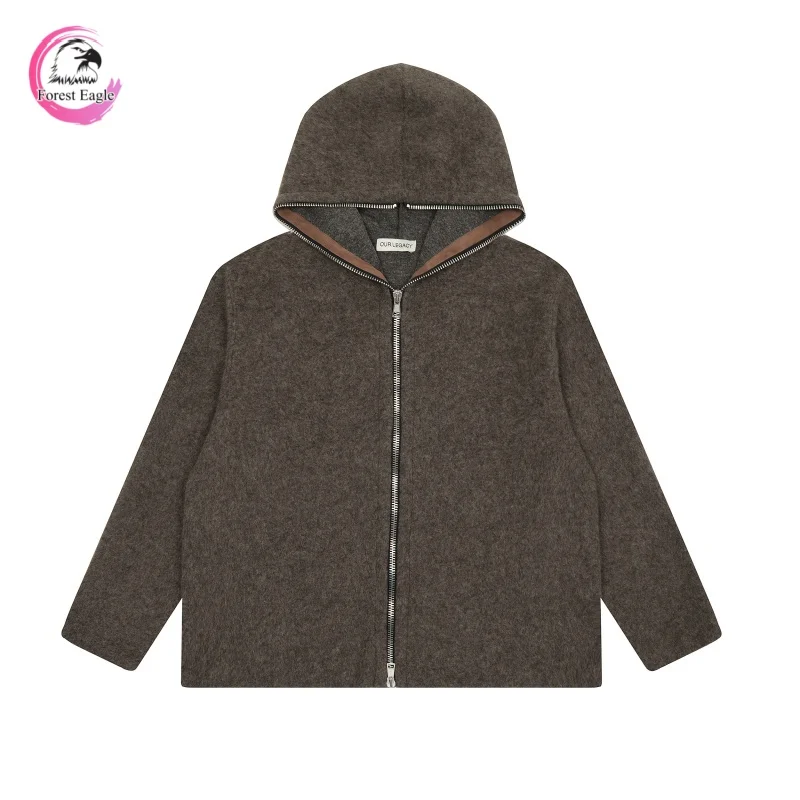 High quality 1:1 OurLegacy Mens Womens Zipper Mohair Cardigan Wool Blend Loose Casual Hooded Knitwear Jacket