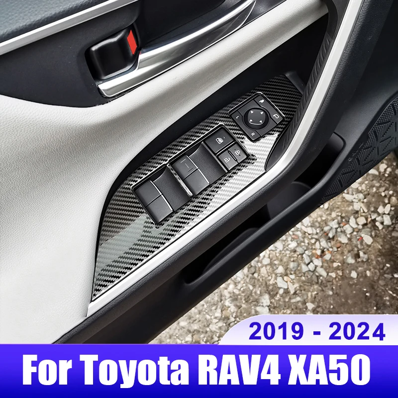

For Toyota RAV4 XA50 2019 2020 2021 2022 2023 2024 RAV 4 Hybrid Car Window Glass Lift Switch Button Cover Decoration Accessories