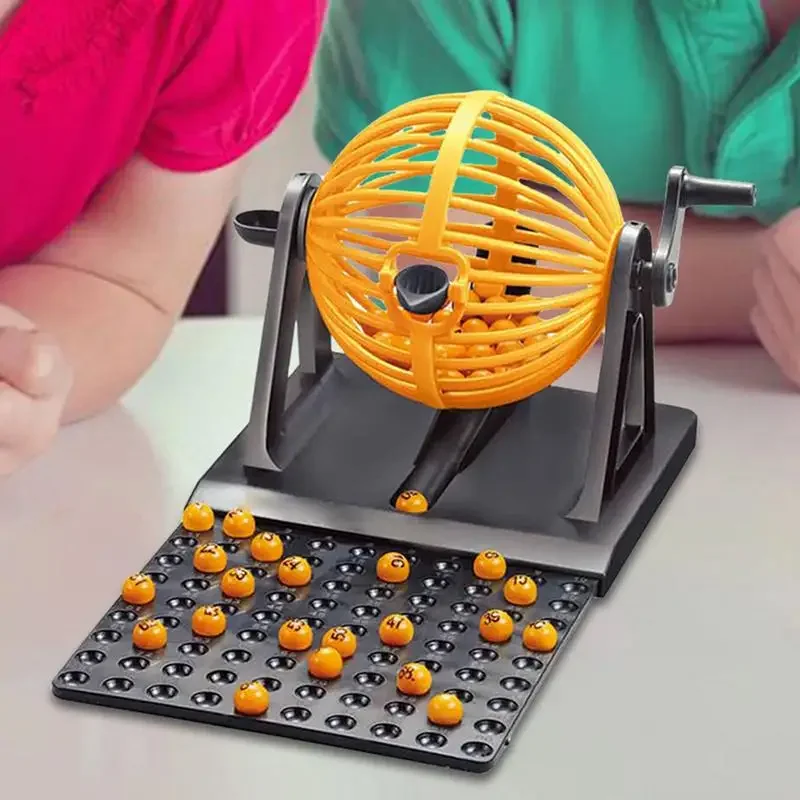 

Funny Lottery Machine Family Party Games Set with Cage for Bingo Game 90 Mini Chips 12 Master Cards for Kids Adults Board Games
