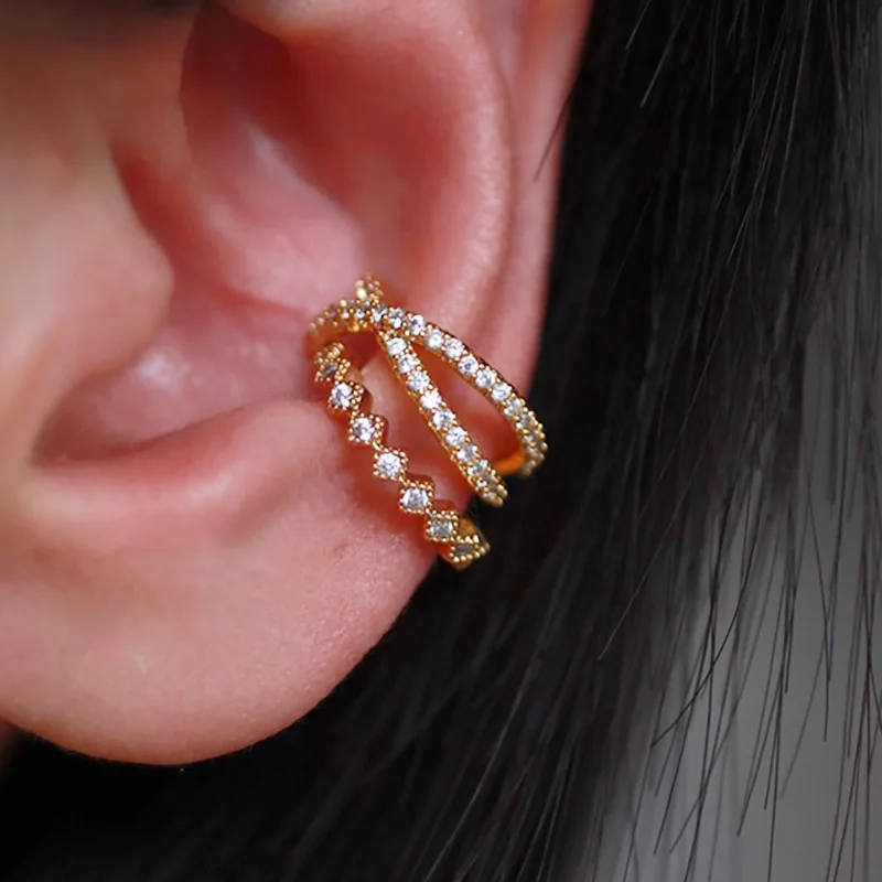 Fashion 1pc Ear Clips without Piercing Cz Ear Cuff Conch Earrings for Women Girls Cartilage Helix Conch Fake Piercing Jewelry