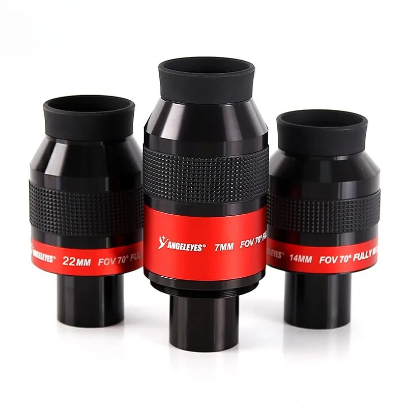 70° FMC 7/14/22mm 1.25'' Flat Field Autofocus Ultra Wide Angle Eyepiece High-power Astronomical Telescope Accessories