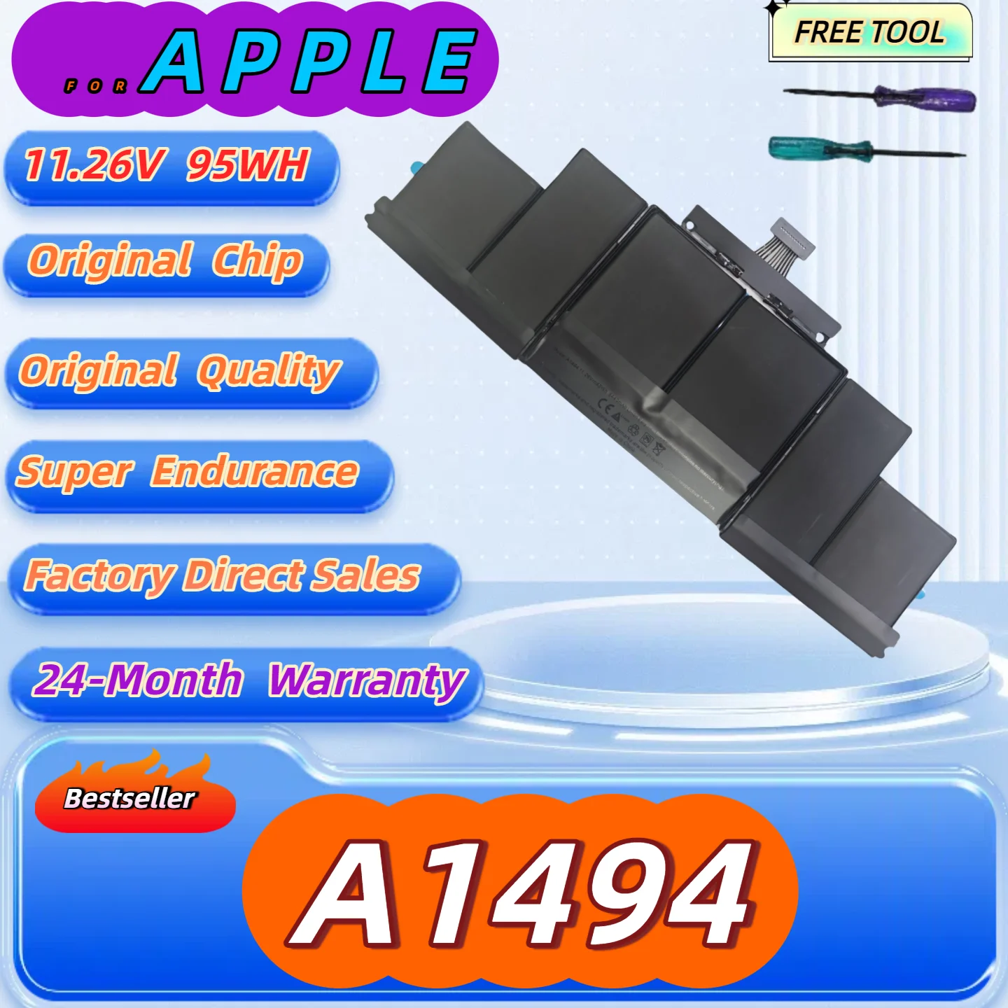 

A1494 Аккумулятор для ноутбука Apple MacBook Pro 15 дюймов A1398 Retina 2013 2014 год Бесплатные инструменты