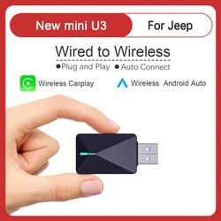 For JEEP BYLITU Mini U3 Wireless Carplay Smart Adapter & Wireless Android Auto Dongle OTA For Car Wired CP/AA to Wireless CP/AA