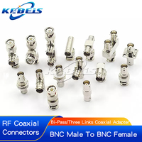 1Pcs BNC To BNC Connector Q9 Male Female 90 Degree Right Angle Tee Type 3way 4way Splitter 2x Double Male Female RF adapter