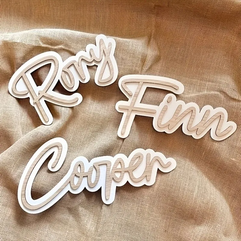 Customized double-layer letter nameplates, customized wooden doorplates, customizable wooden name cards, living room door decora