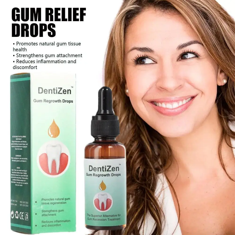 30มล. Dentizen Gum Regrowth แบบหยดบรรเทาอาการปวดเหงือกปริทันต์ในการรักษาอาการปวดที่ไม่ดีป้องกันแบคทีเรียในช่องปาก