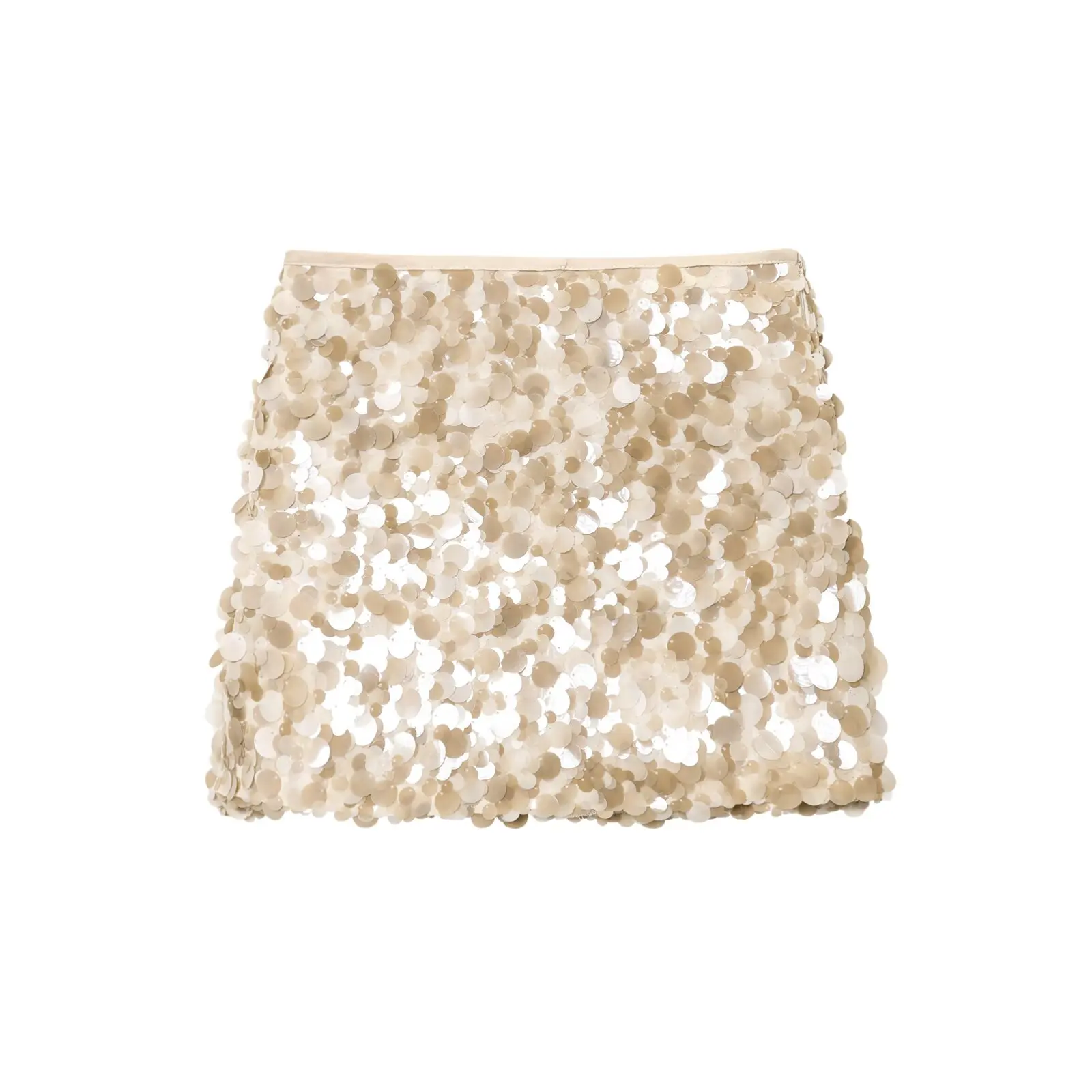 JNLEAOG Primavera Nova Mulher Faion Saia de Lantejoulas Stand Fit A-Line Casual Fibra de Poliéster Design de Cintura Média