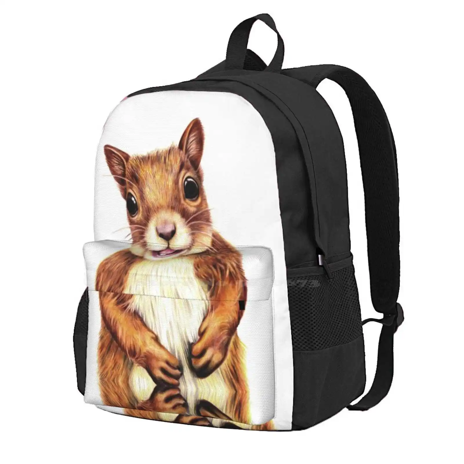 Seamus The Squirrel Says Hello Hot Sale Schoolbag Backpack Fashion Bags Squirrel Rodent Animal Cute Portrait Margaret Sanderson