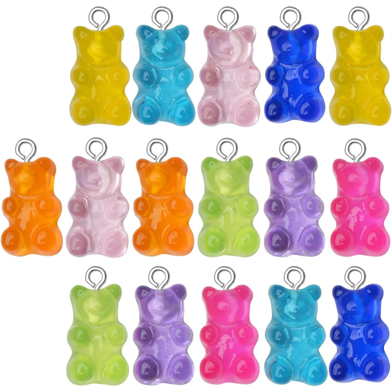 

Набор из 16 разноцветных подвесок-мишек из смолы в форме жевательных конфет для изготовления ожерелий, серег и бижутерии своими руками