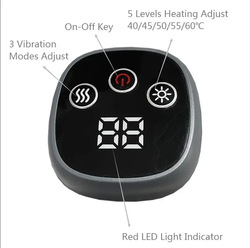 Hot 2000mAh Rechargeable Cordless Standard 3-Mode Vibration Knee Heating Massager Brace with 3 Operation Buttons