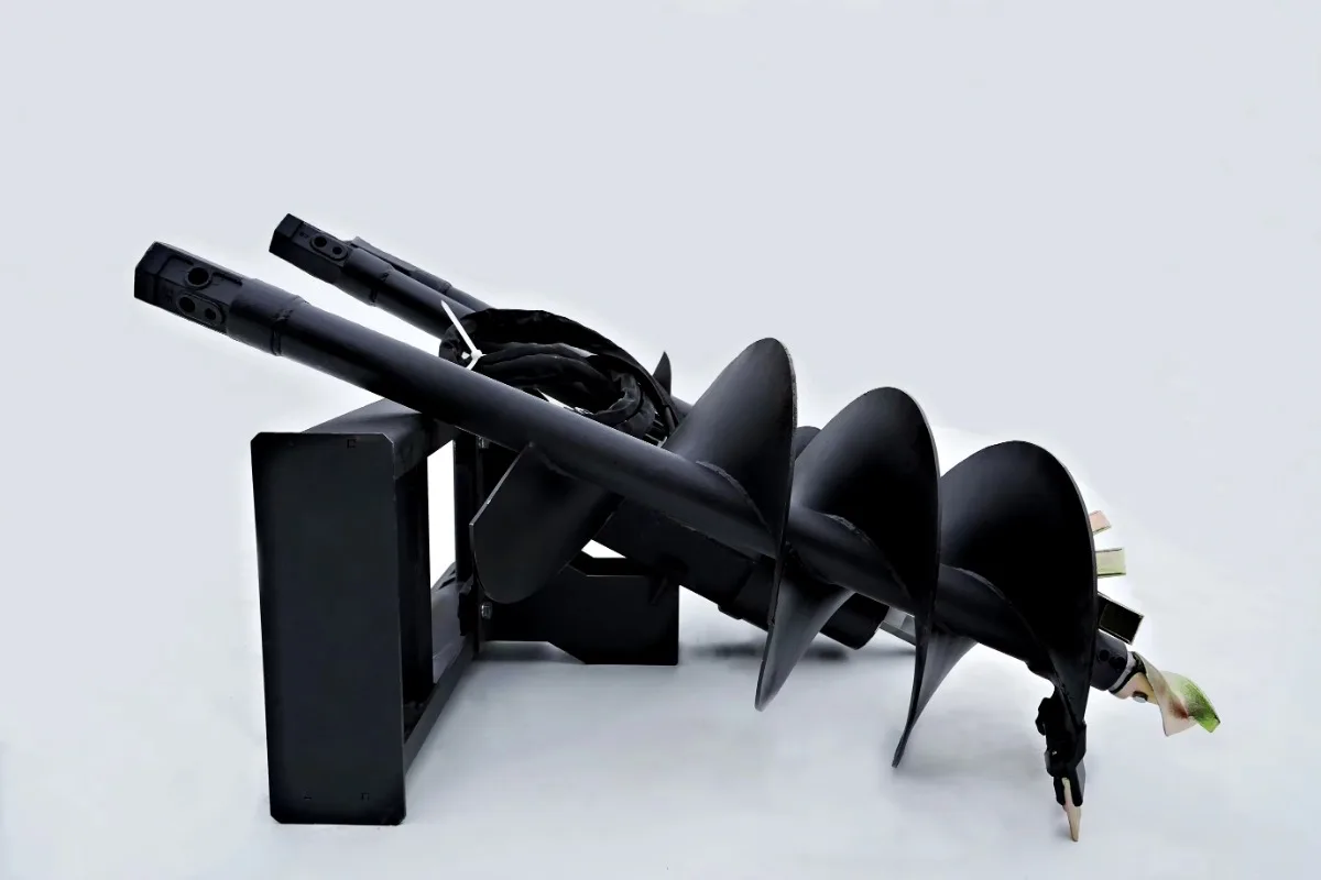 Heavy   Skid Steer Auger Attachment For Loaders Earth Auger Drill With Multiple Auger Bit Sizes For Construction Digging