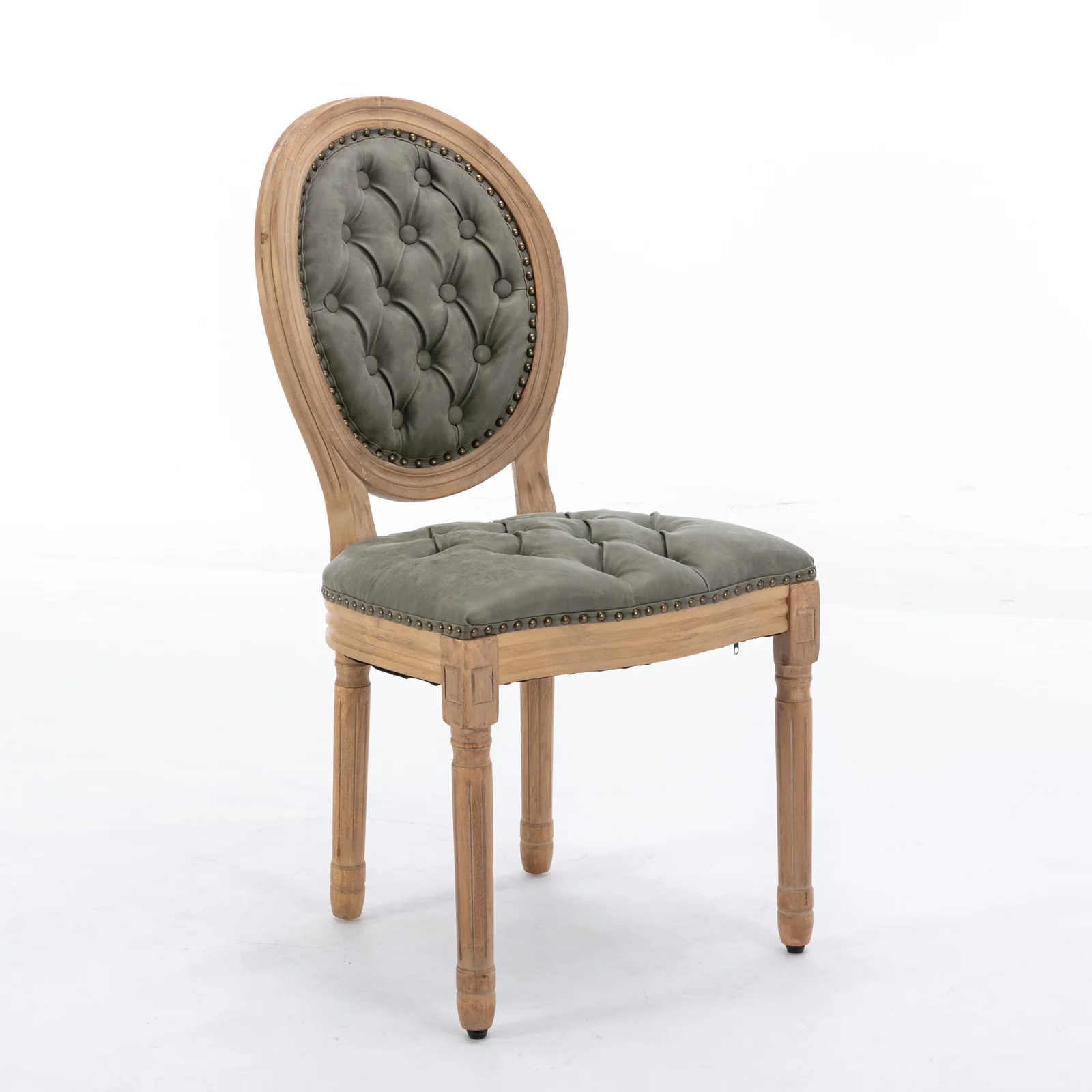 French Style Solid Wood Frame Antique Painting,Hand-pulled buckle decoration PU artificial leather Dining Chair Nailhead Trim