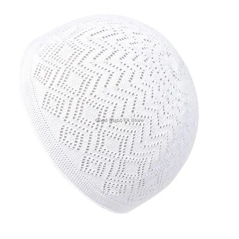 Inner Hat Muslims Knit Kufi Hollow out Islamic for Women Male Breathable Traditional Hat Soft Pray Church Hat