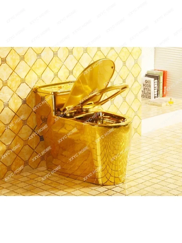 Golden Toilet Siphon Super Large Diameter Water-Saving Mute Toilet Local Luxury Gold Toilet Small Apartment Bathroom