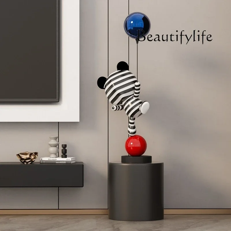 Q Creative ornament bear striped bear floor ornament living room entrance TV cabinet side room decoration designer
