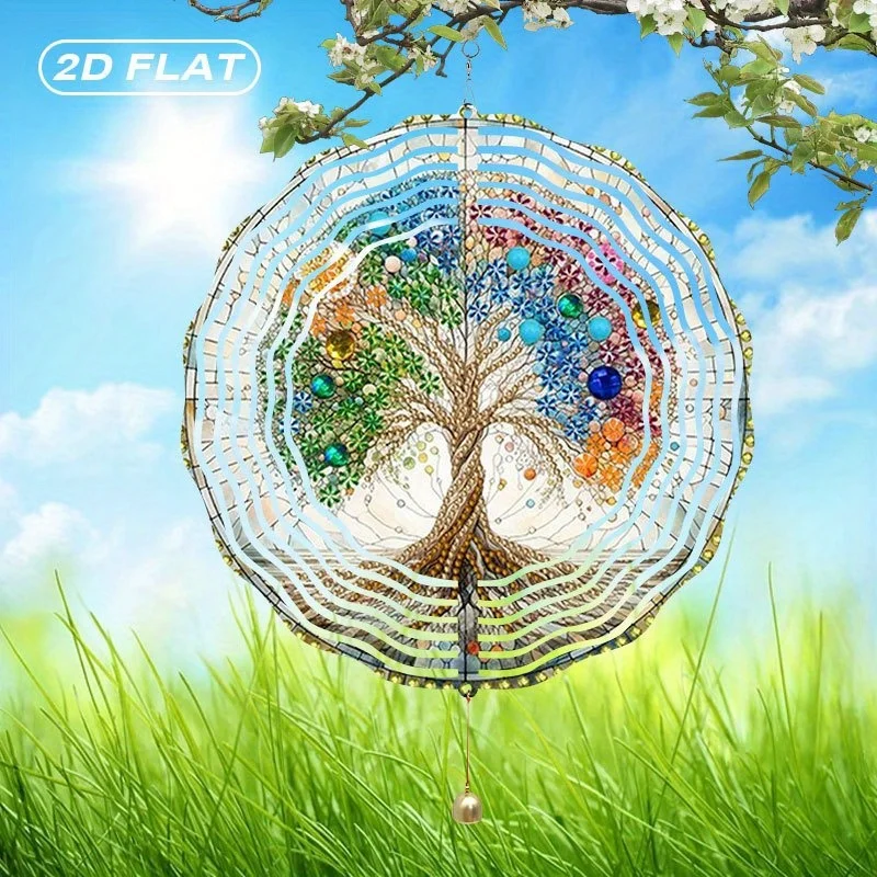 CIFBUY Tree of Life Wind Chime Metal Spinner with 360 Rotating Hook Boho Hanging Ornament for Garden Patio Outdoor Indoor Home D