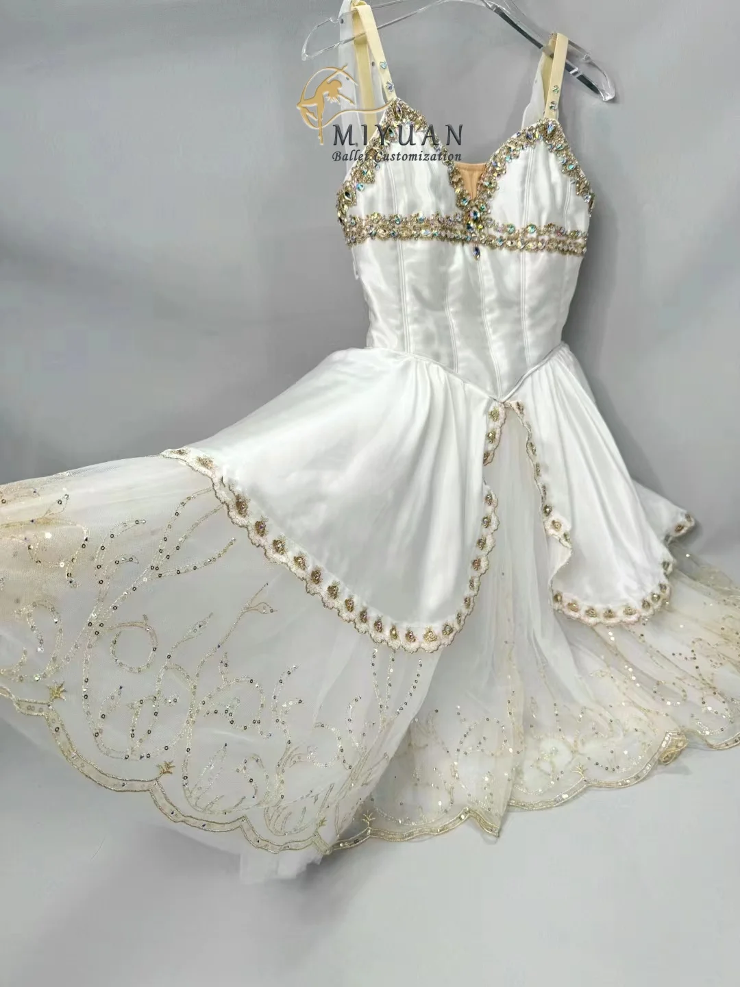 2024 New Youth Goddess tutu tailored for adults and children white contest long gauze dress