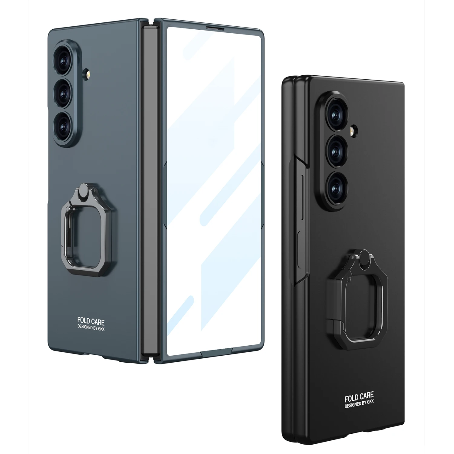 Ring Phone Holder Casing For Samsung Galaxy Z Fold 8 Ultra Case Metal Feel Protection With Film Mobile Phone Cover