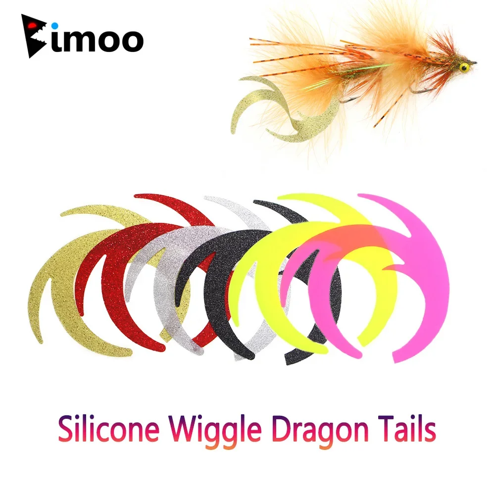 

Bimoo 12pcs Fly Fishing Stimulator Silicone Wiggle Dragon Tails Fly Tying Material Pike Bass Saltwater Streamer Fishing Lures