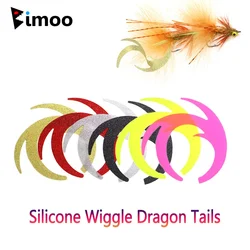 Bimoo 12 adet Fly balıkçılık stimülatörü silikon Wiggle ejderha kuyrukları Fly bağlama malzeme Pike bas tuzlu flama balıkçılık Lures