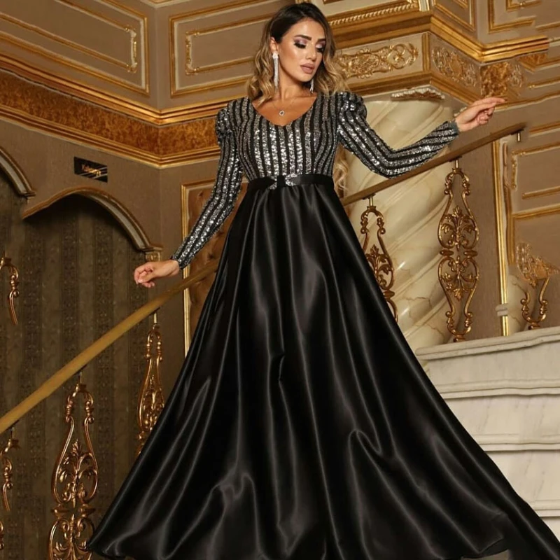 Vestido de Abayat musulmán para mujer, vestido largo, escote en V profundo, columpio grande, abayas sexis para banquete, vestido de noche, Europa y