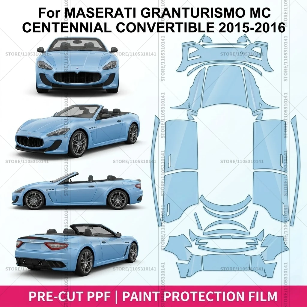 Pre-Cut Paint Protection Film PPF Transparent Car Film Front Clear for Maserati GranTurismo MC Centennial Convertible 2015-2016