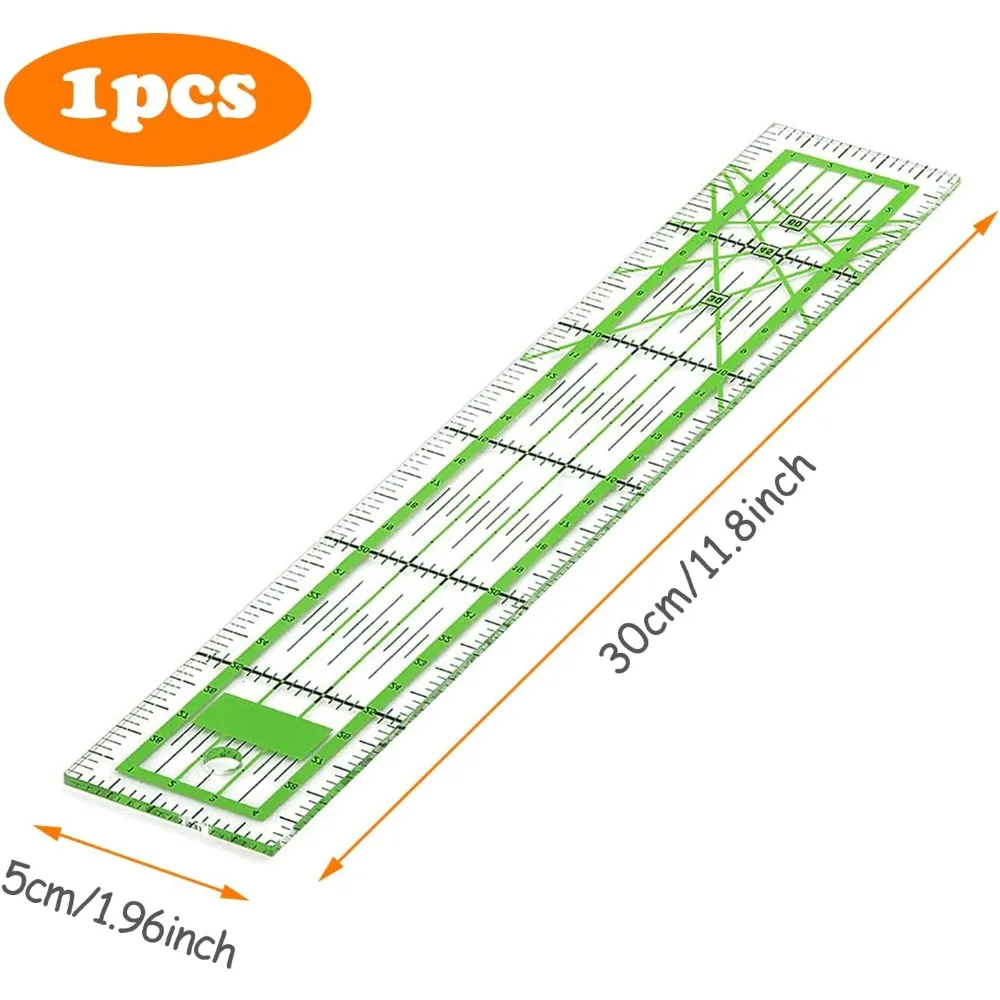 Ruler for Sewing, 30 X 5 Cm Acrylic Measuring Ruler Patchwork Ruler with Grid Line for Sewing and Crafts, Transparent