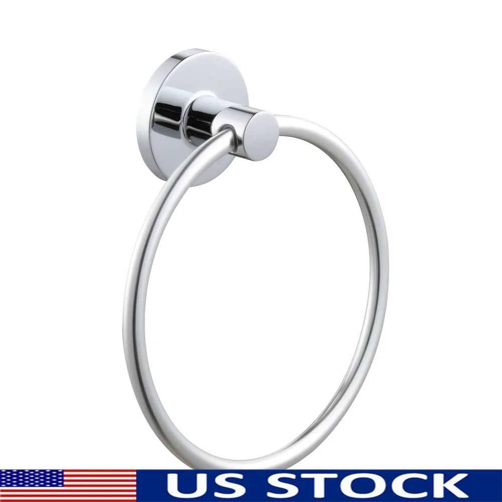 

Modern Round Towel Ring Chrome Bath Accessory Durable Rust Resistant Zinc Aluminum Alloy Easy Installation Concealed Screws