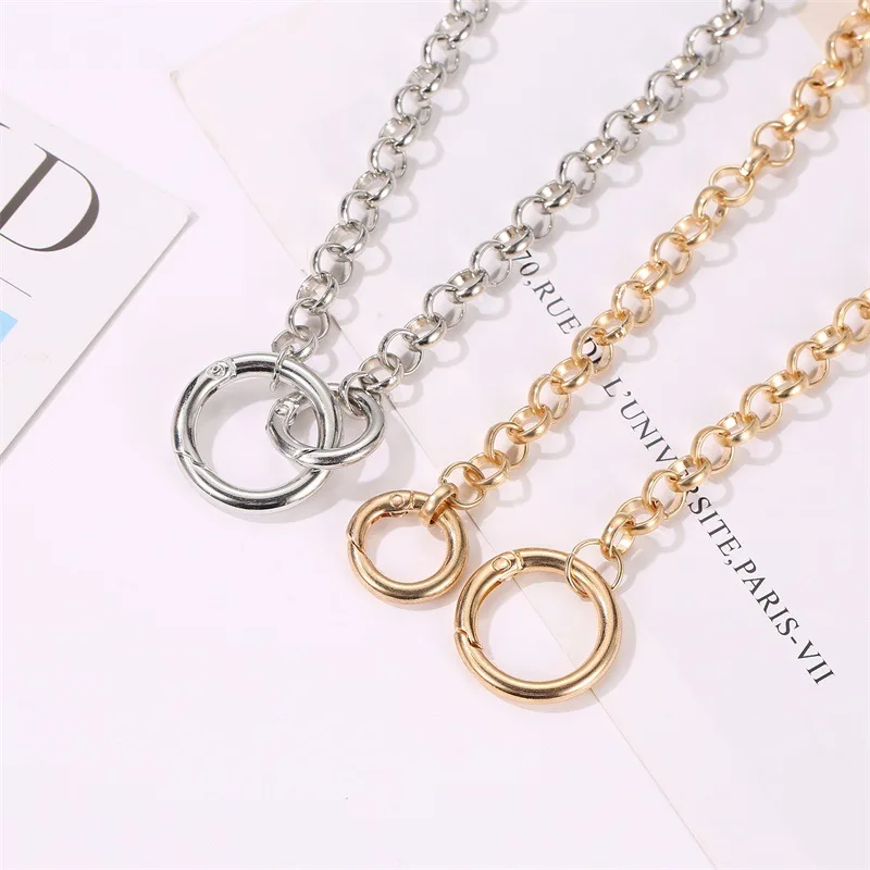 Trend Elegant Jewelry Hollow Out Double Circle Pendant Collarbone Chain Necklace For Women Fashion Necklace Neck Accessories