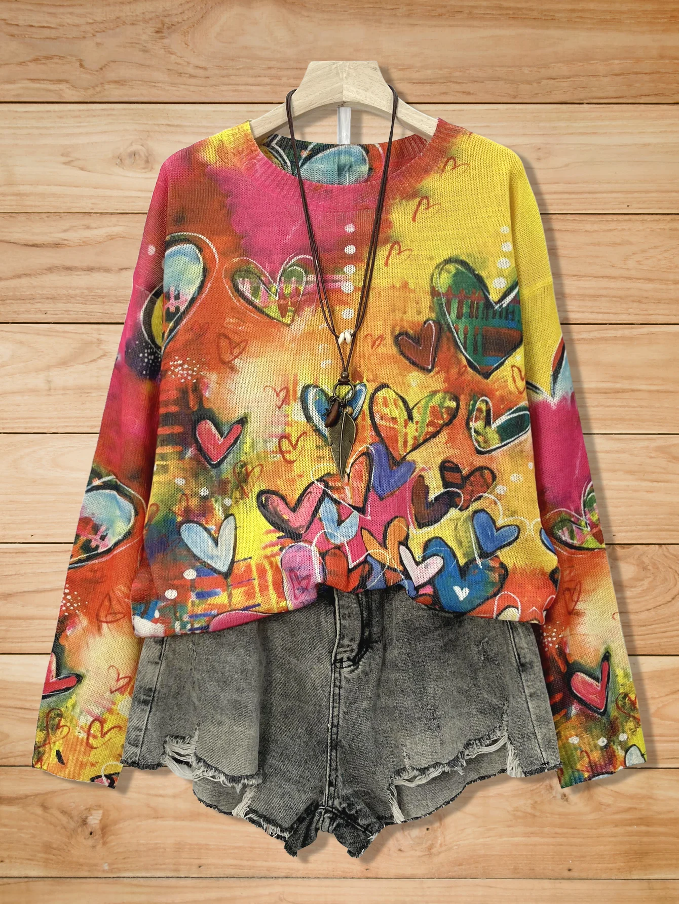 

plus round Neck Printed Design Knitted Sweater Overhead Shirt Comfortable Soft Fabric Casual Style for Men