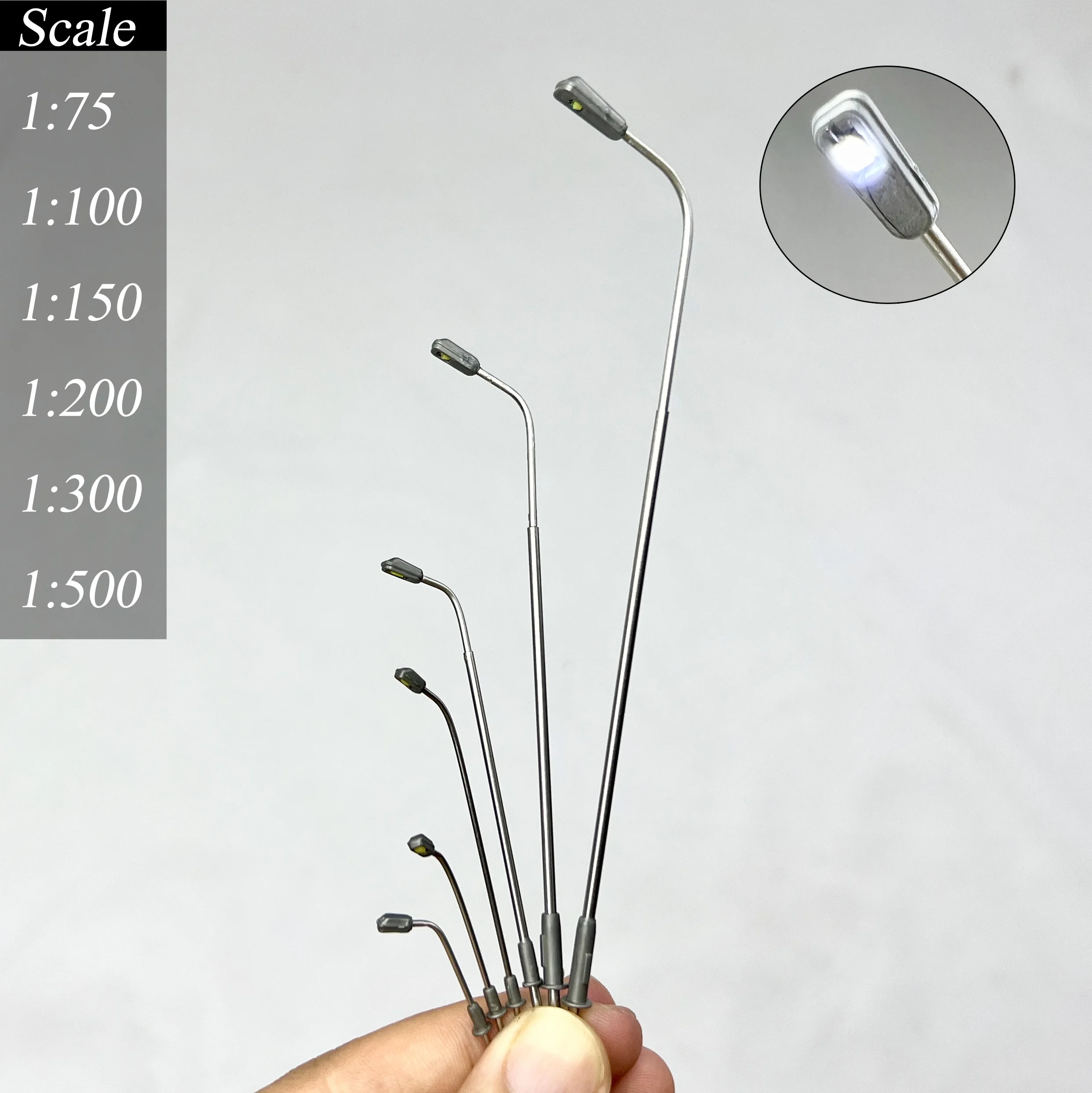 

Scale 1:75/100/150/200/300/500 Mini 3V Street Lamp Model Kits for Making Sand Table Building Road Light Scene Layout 50Pcs/Lot