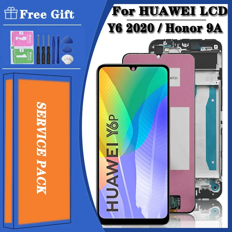 6.3\'\' AAA+ For Huawei Y6P 2020 LCD MED-LX9 Display Touch Screen Digitizer Replacement for Huawei Y6P MED-LX9N LCD Frame