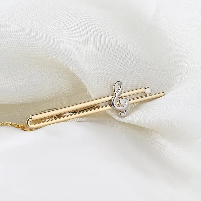 Copper Tie Clip High-end Musical Notes Opening Ceremony Business Men's Women's Shirts Formal Attire Universal Accessories